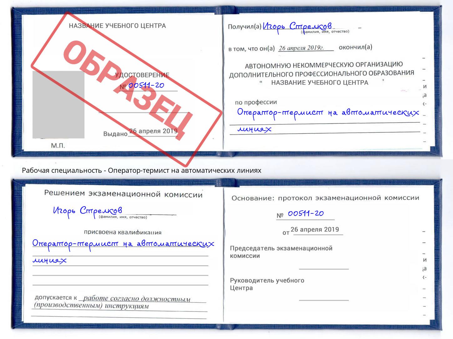 Оператор-термист на автоматических линиях Славгород