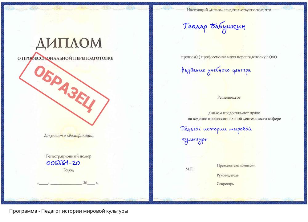 Педагог истории мировой культуры Славгород