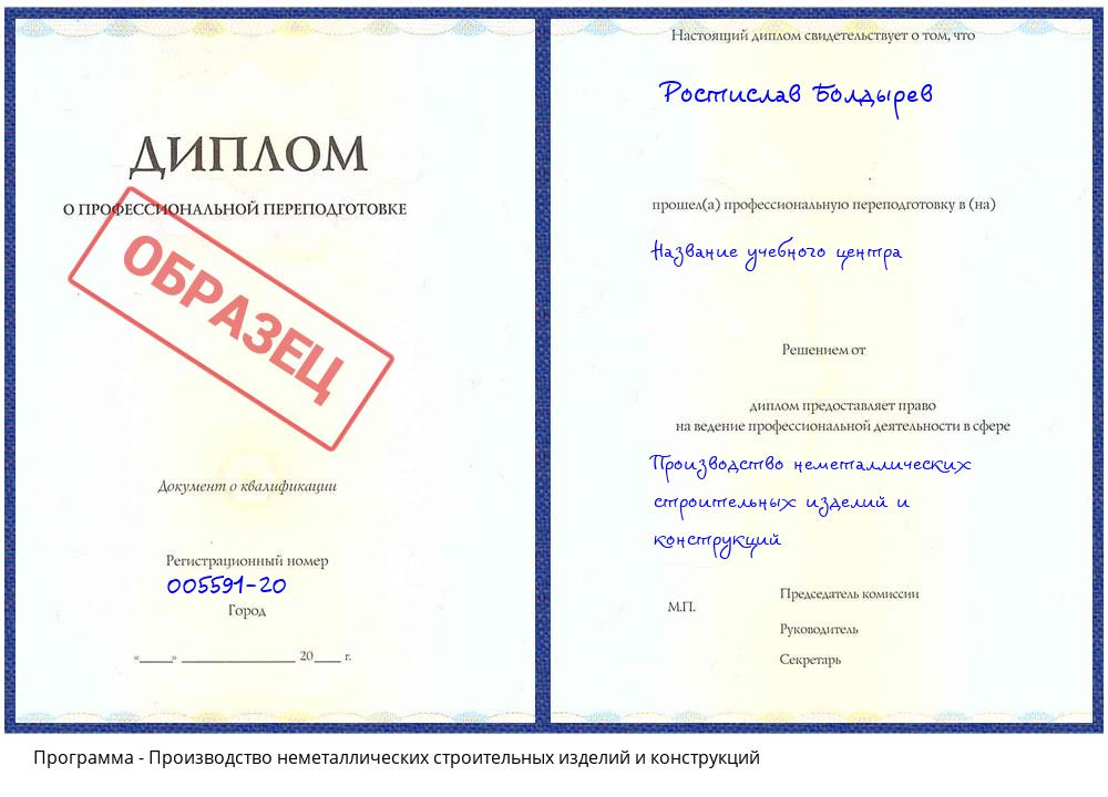 Производство неметаллических строительных изделий и конструкций Славгород