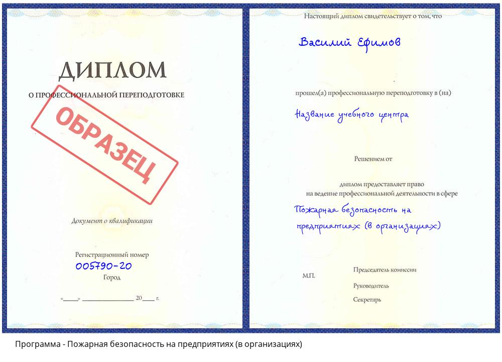 Пожарная безопасность на предприятиях (в организациях) Славгород