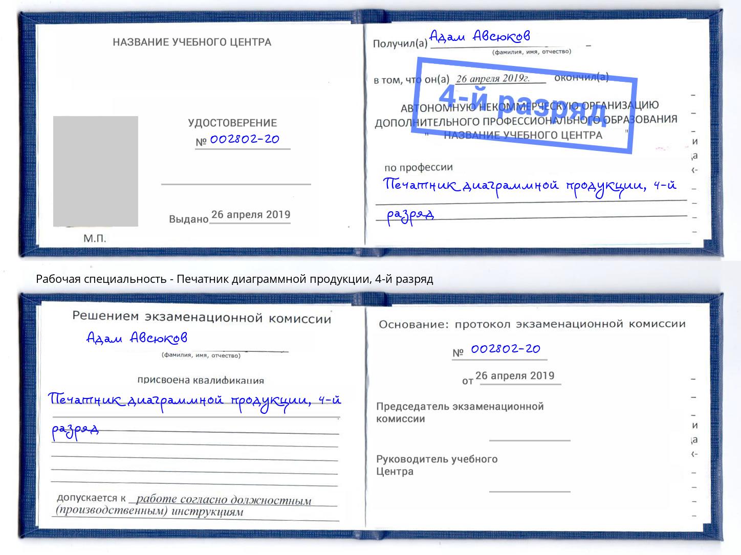 корочка 4-й разряд Печатник диаграммной продукции Славгород